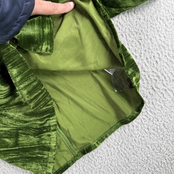 NBD Top Womens XS Green Button Up Velour Long Sleeve 70s Boho Hippie Career NWT - Picture 7 of 13